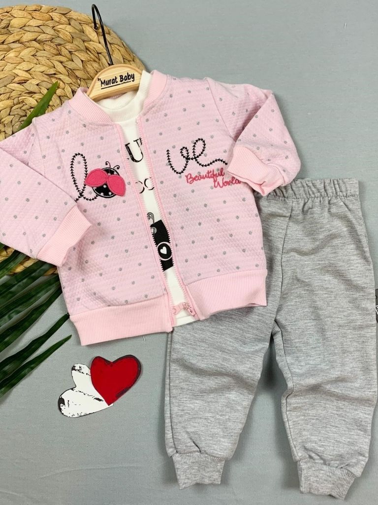 Set Trening Roz 3 Piese pentru Fetite Love Beautiful World