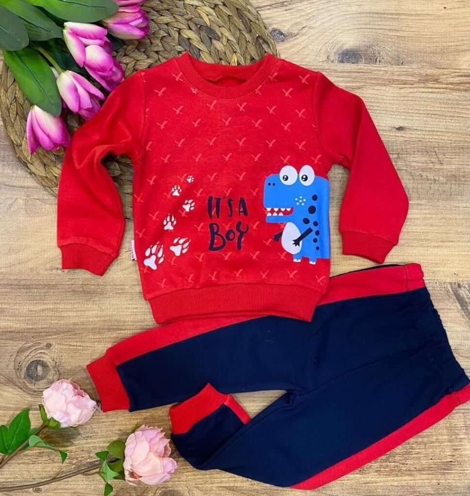 Trening rosu bumbac baieti "It's a Boy"