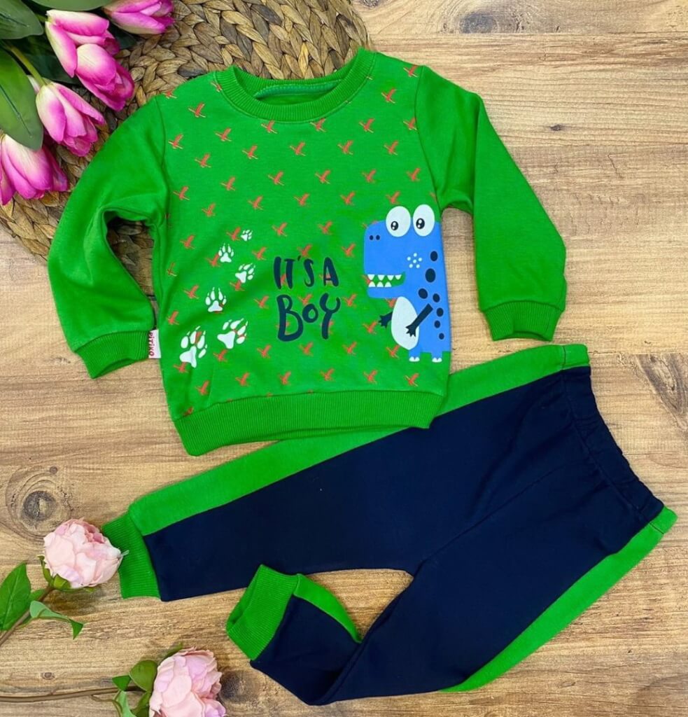 Trening verde bumbac baieti "It's a Boy"