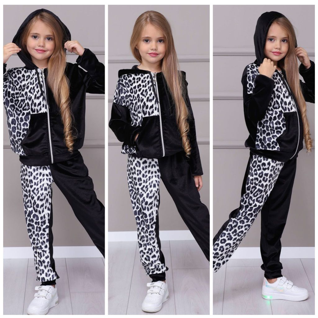 Trening Alb Negru de Catifea Animal Print