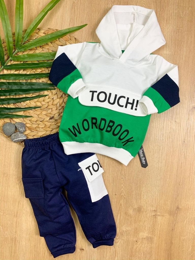 Trening bumbac baieti 0-2-ani Touch Wordbook verde