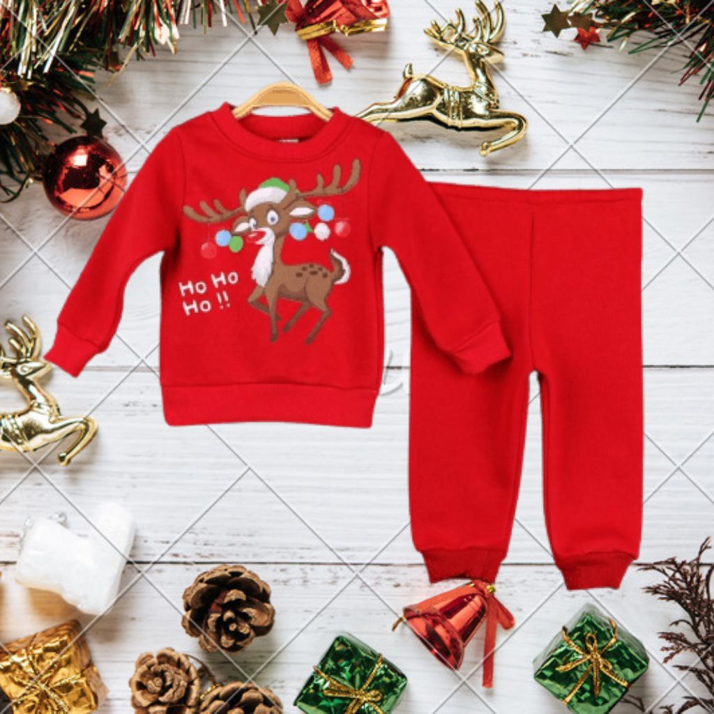 Trening Copii Craciun Ho Ho Ho cu Pantaloni Rosii