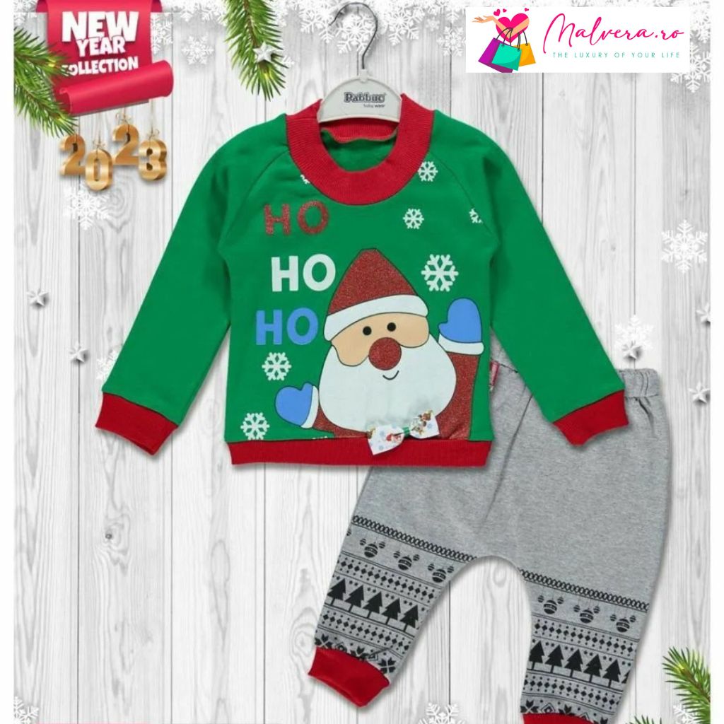 Trening Copii Craciun cu Bluza Verde