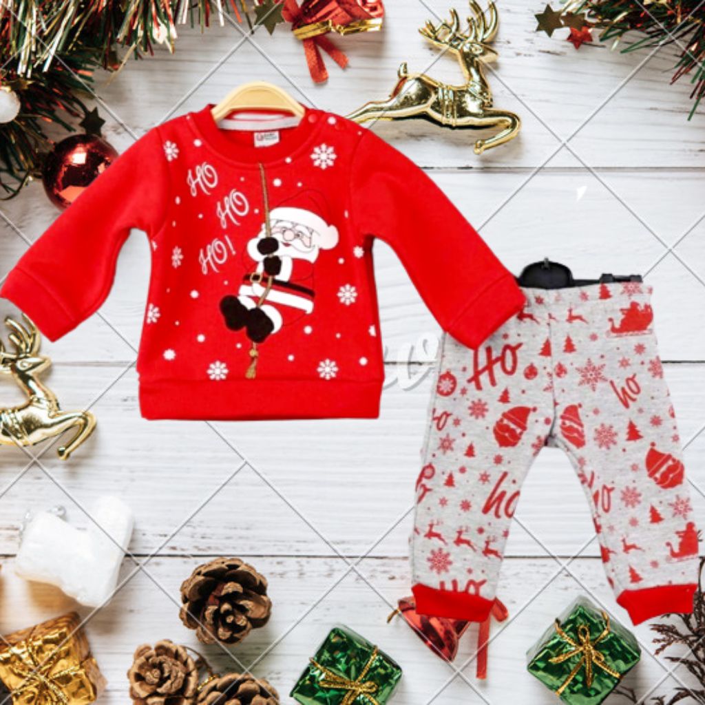 Trening Copii pentru Craciun Ho Ho Ho cu Pantaloni Gri