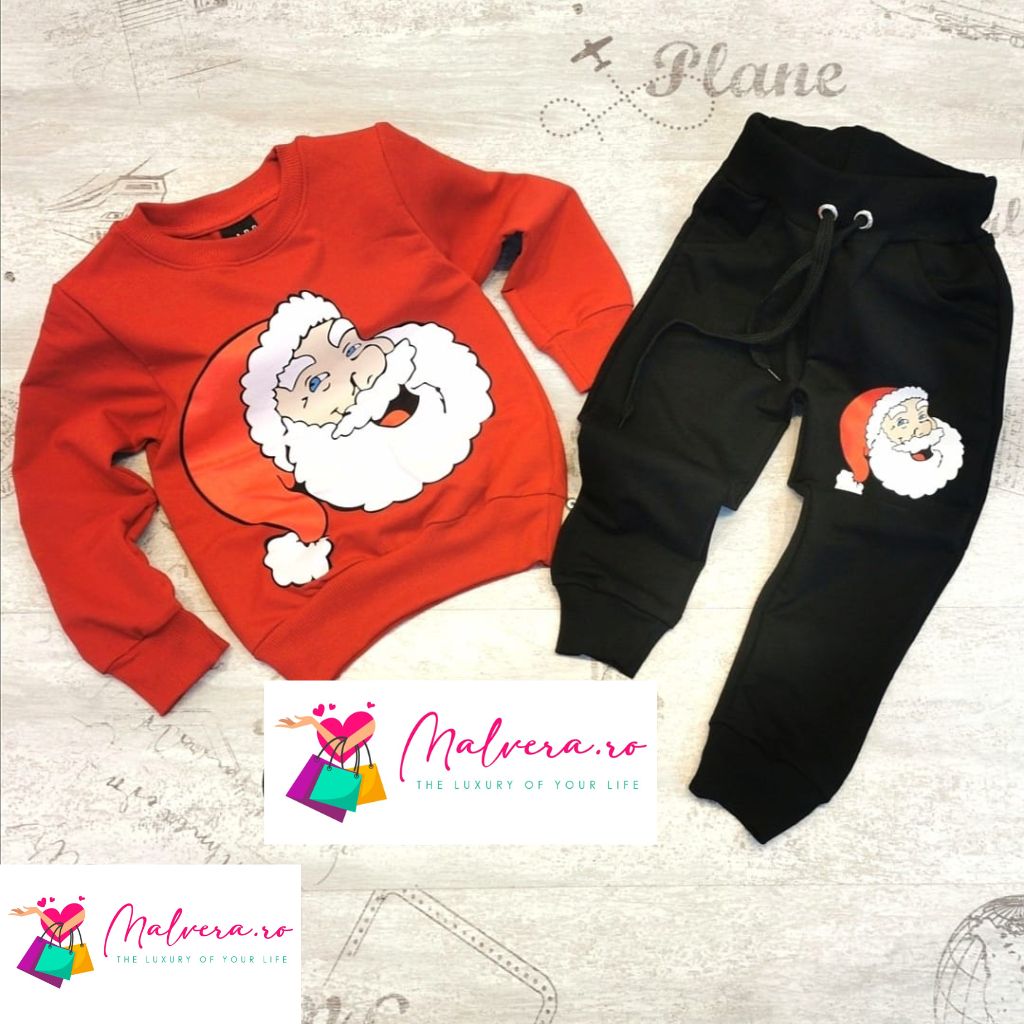 Trening pentru baieti cu imprimeu Mos Craciun