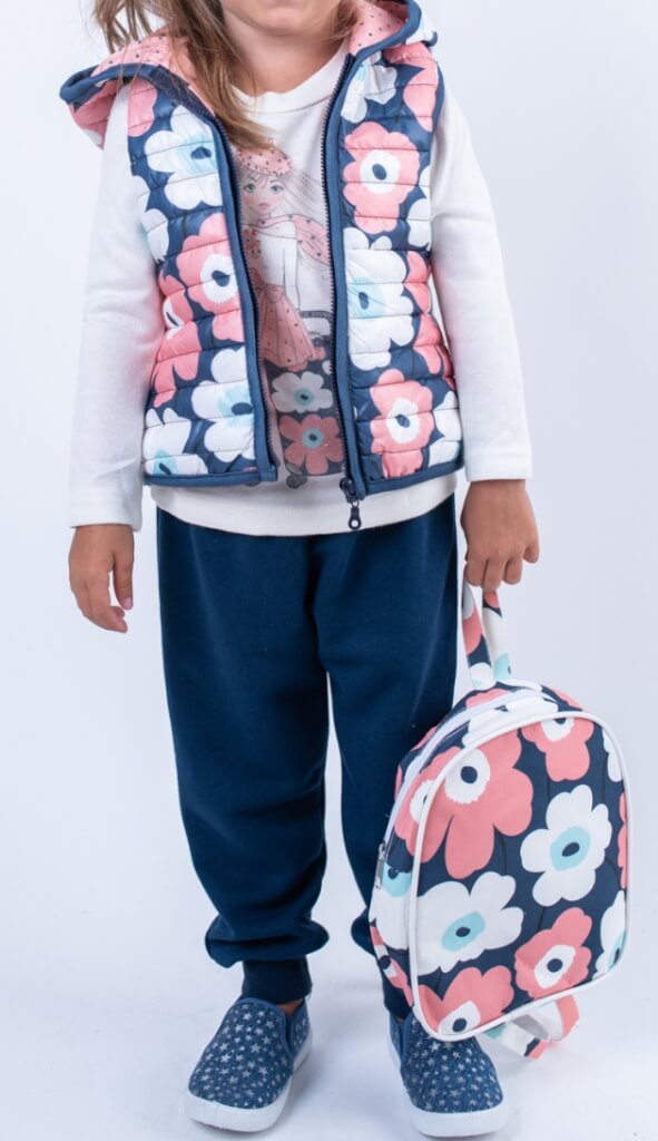 Set trening 3 piese (bluza, pantalon si vestuta) cu ghiozdanel asortat