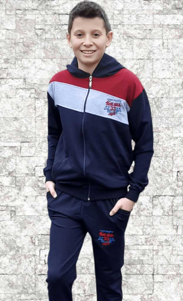 Trening bleumarin cu visiniu din bumbac pentru baieti "East Coast"