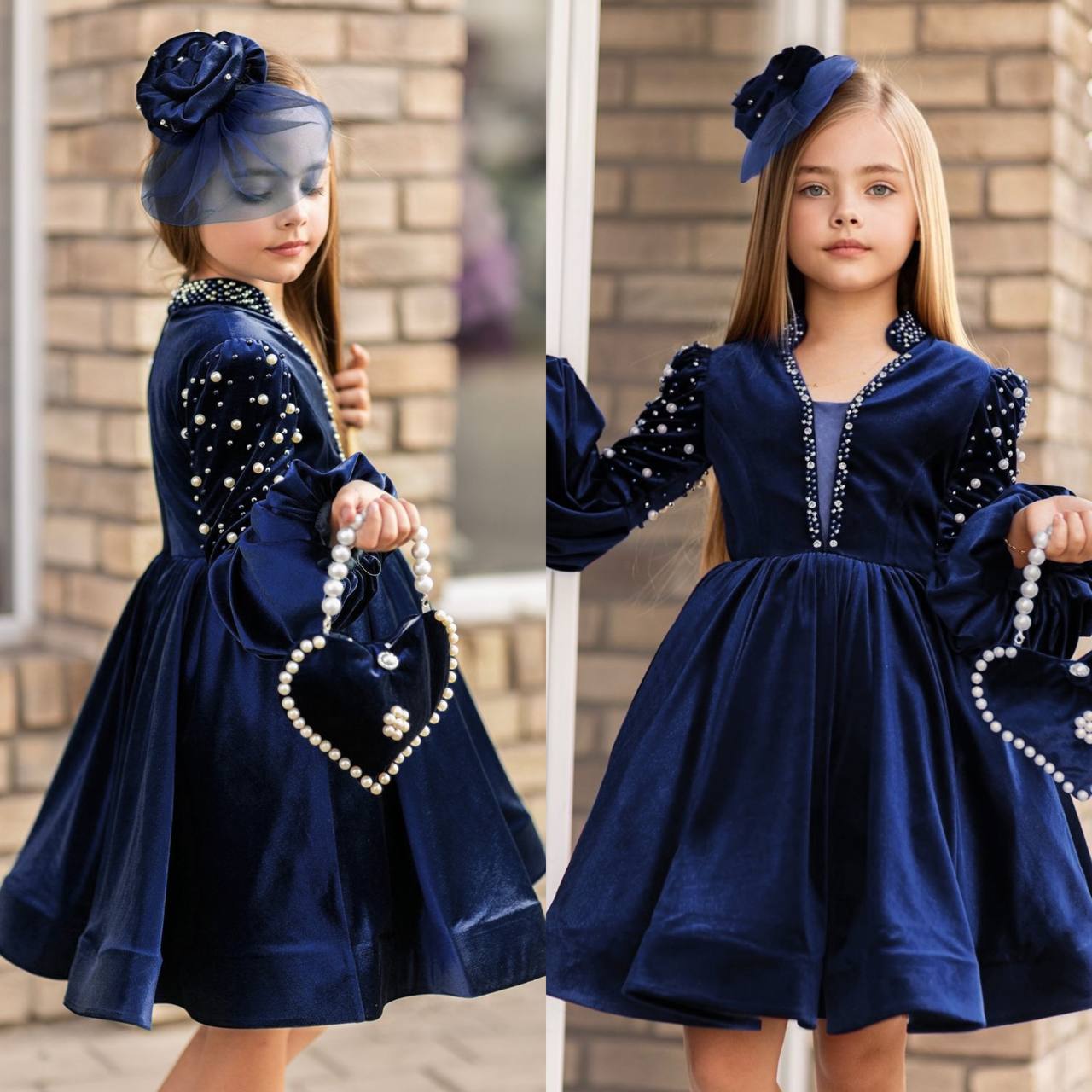 Rochita Fetite de Catifea Albastra, cu Strasuri, Ina