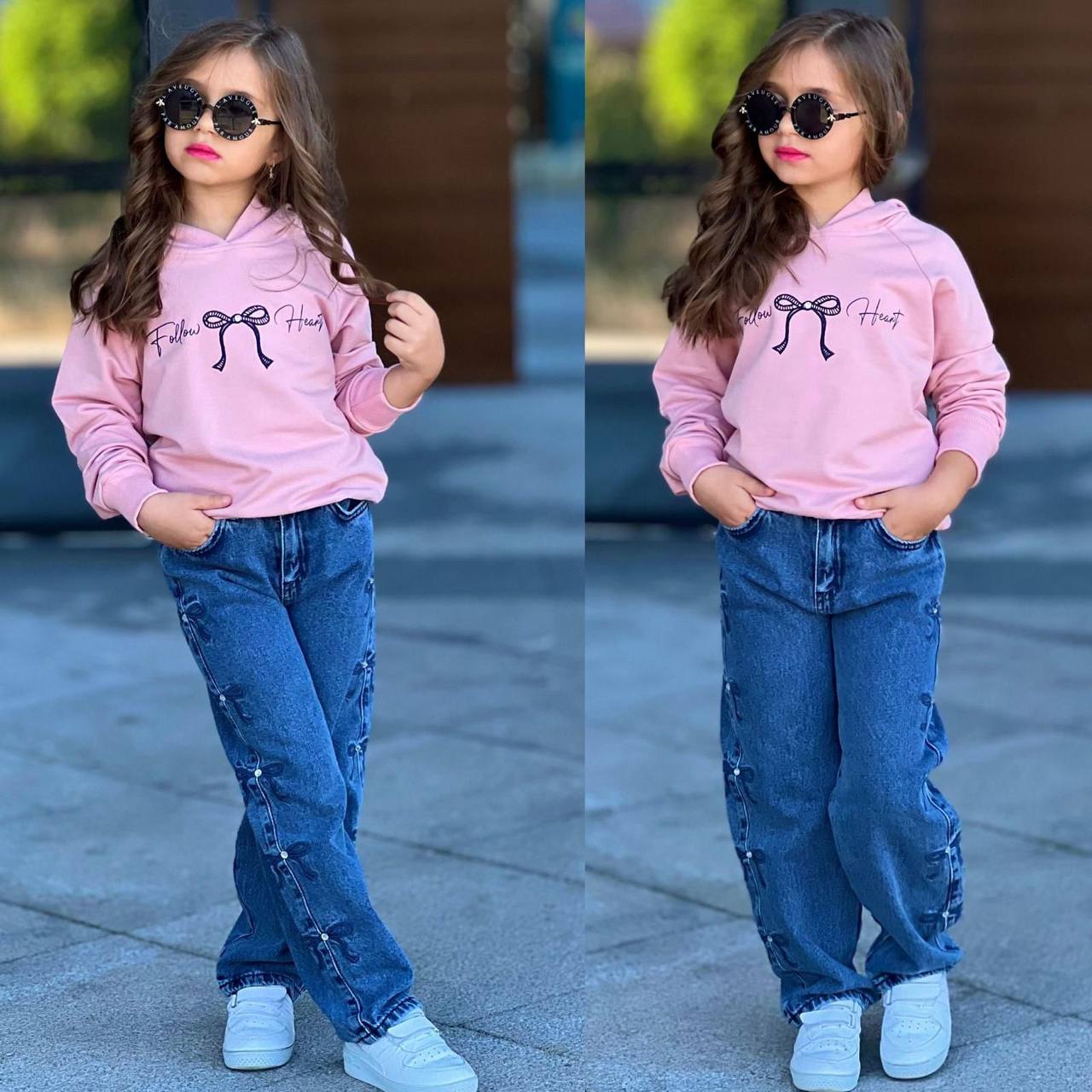Set Fetite cu Blugi, Follow Heart