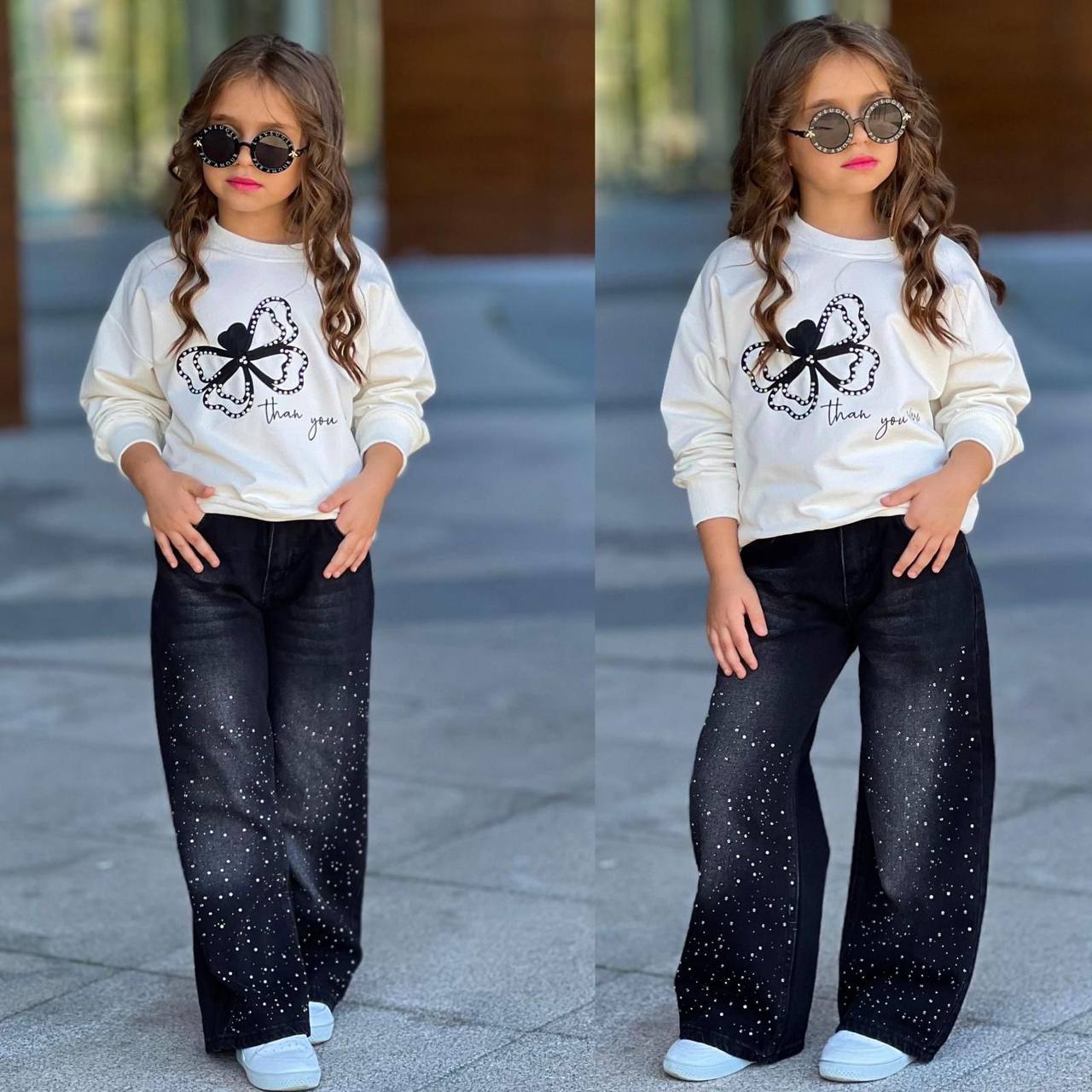 Set Fetite, cu Blugi Evazati, Oxana