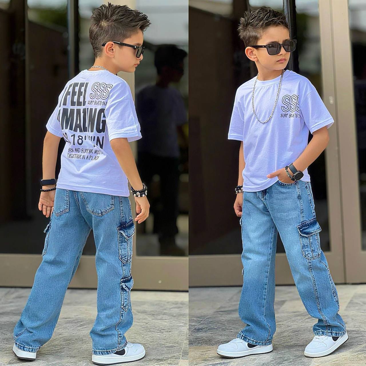 Set pentru Baieti, cu tricou si blugi, Feel Amazing