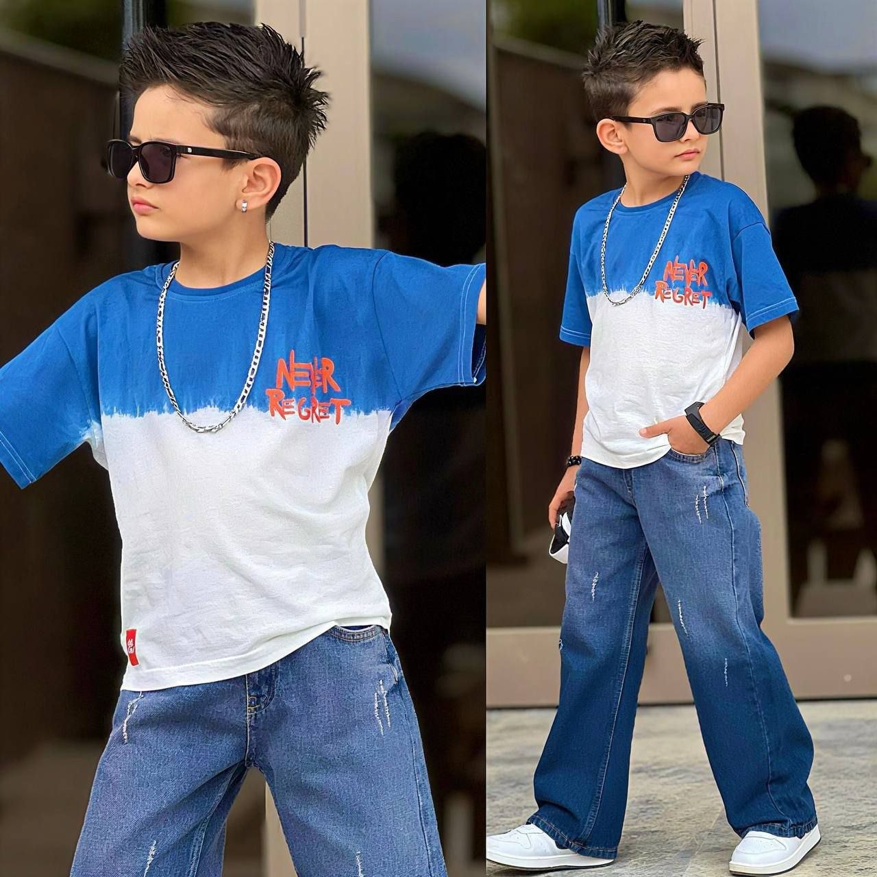 Set pentru Baieti, cu tricou si blugi, Never Regret