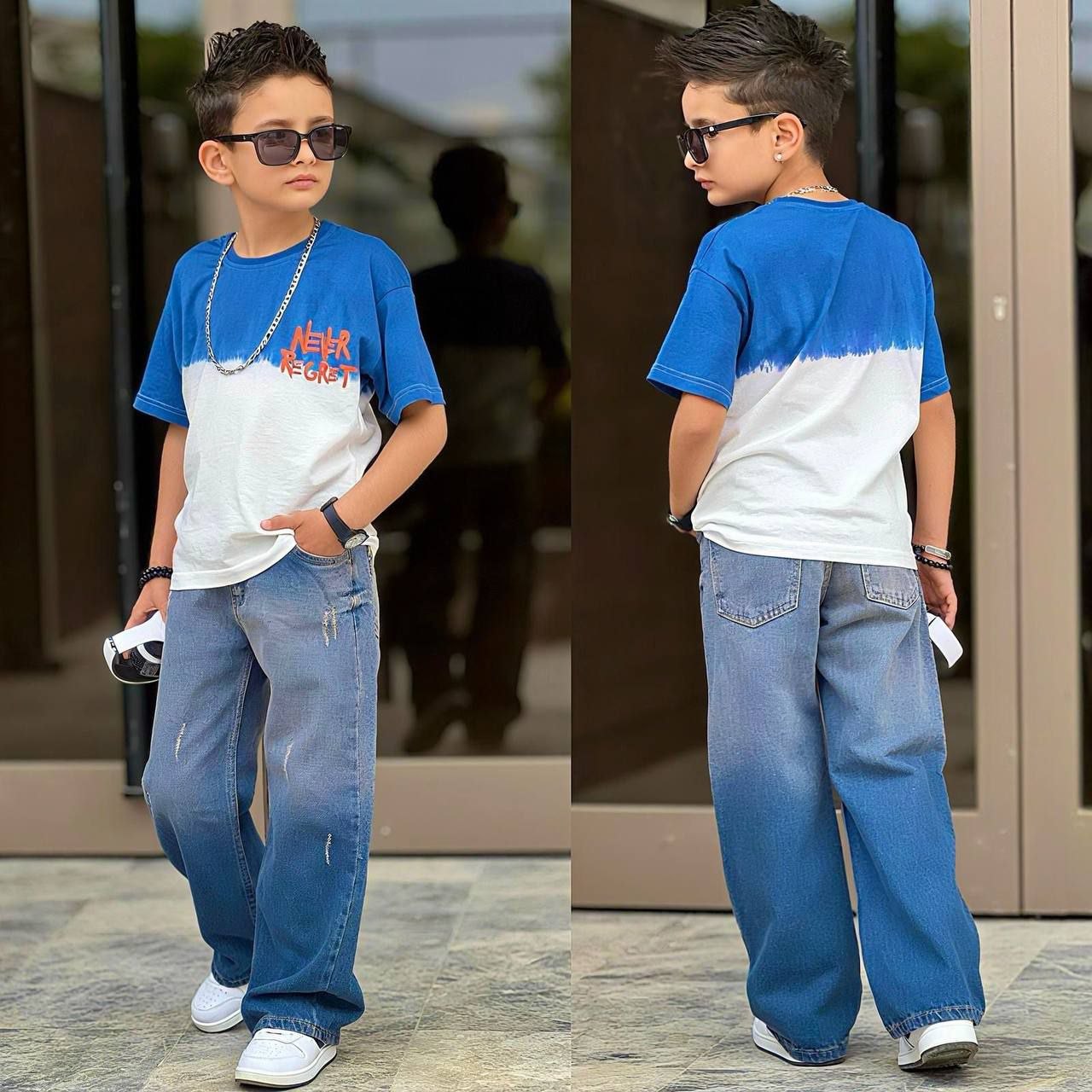 Set pentru Baieti, cu tricou si blugi, Never Regret