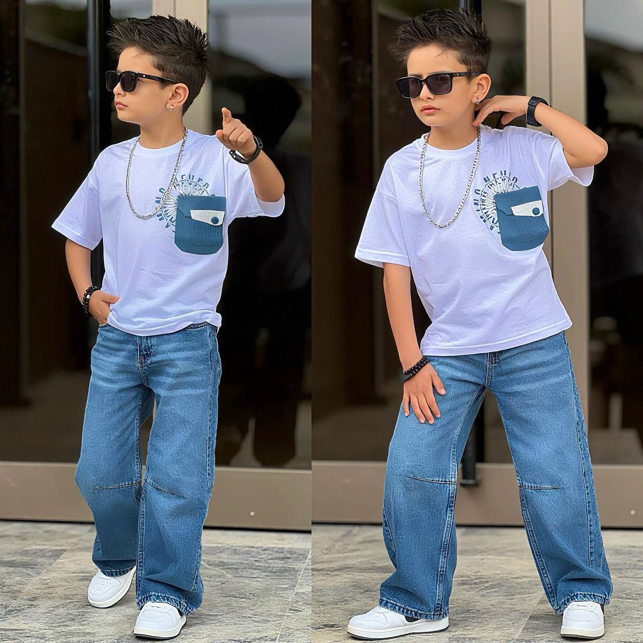 Set pentru Baieti, cu tricou si blugi, Triko