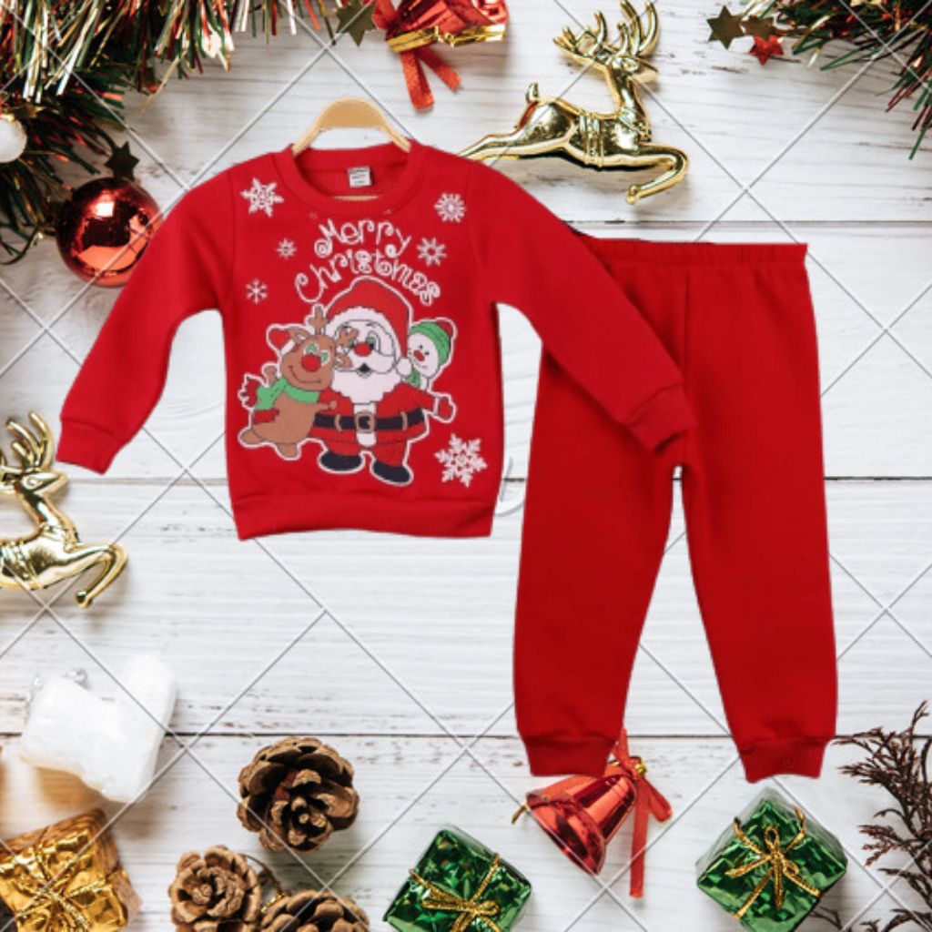 Trening Copii pentru Craciun Merry Christmas cu Pantaloni Rosii
